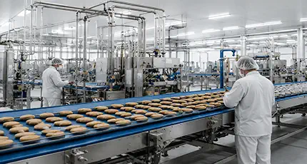 Nowoczesna fabryka ciastek z linią produkcyjną